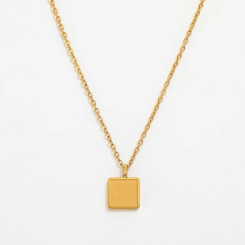 Joolim 18K Gold Plated Jewelry Delicate Square Pendant Necklace Stainless Steel Necklace
