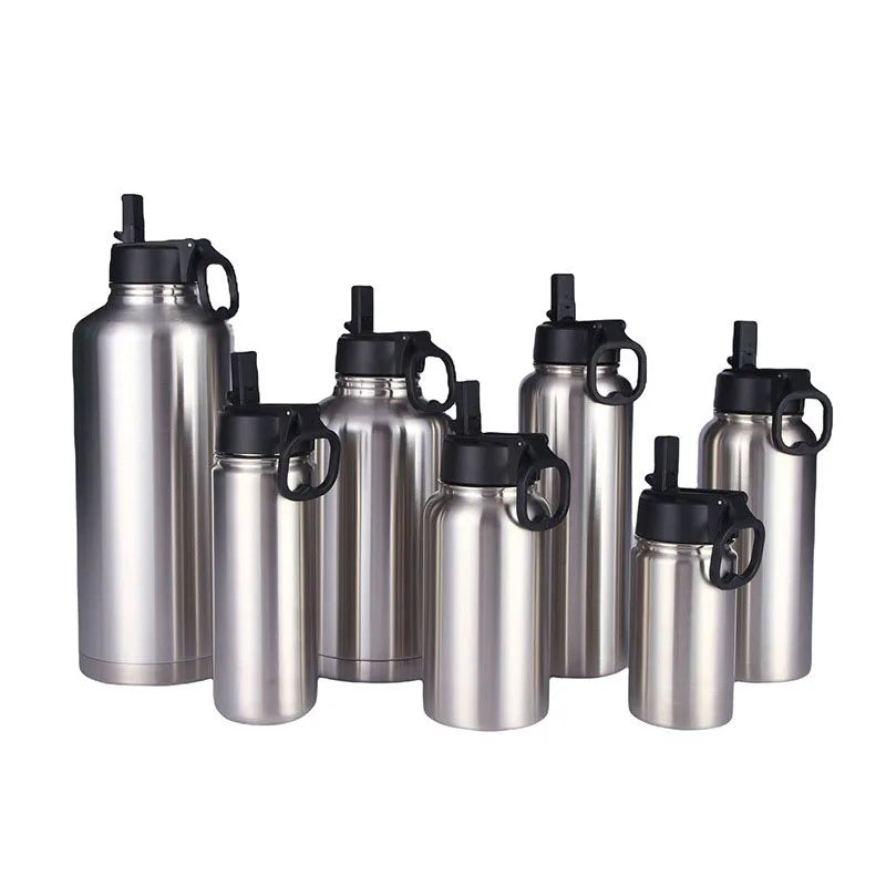 Multi Sports Kettle Thermal Flask Double Wall Insulation Stainless Steel Water Bottle