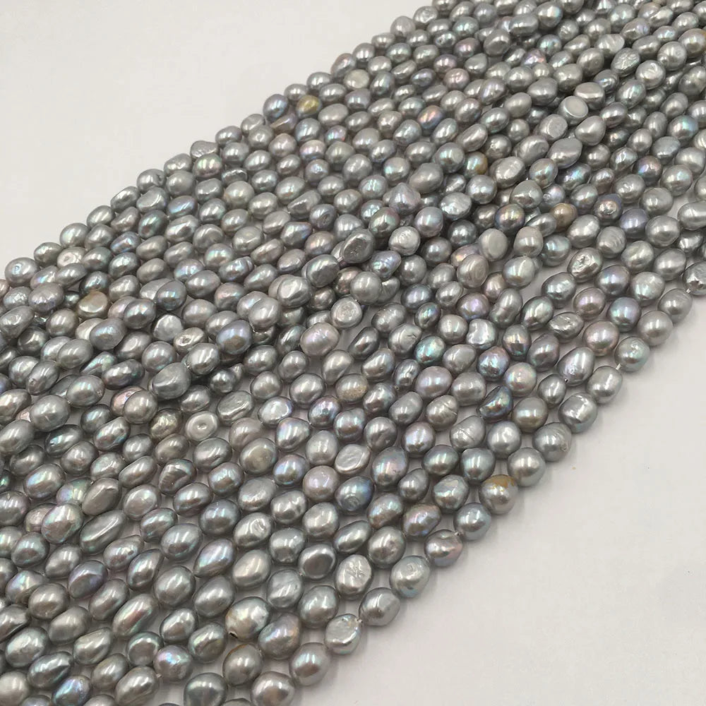 100% Freshwater Pearl in Strand 7.3-8.3 mm Long Gray Baroque Pearl Available in White pink purple gray Black MegaBDM