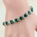 Fashion Natural Handmade Jewelry Green Emerald Gemstone Women Bracelet Cubic Zircon Crystal Jewelry