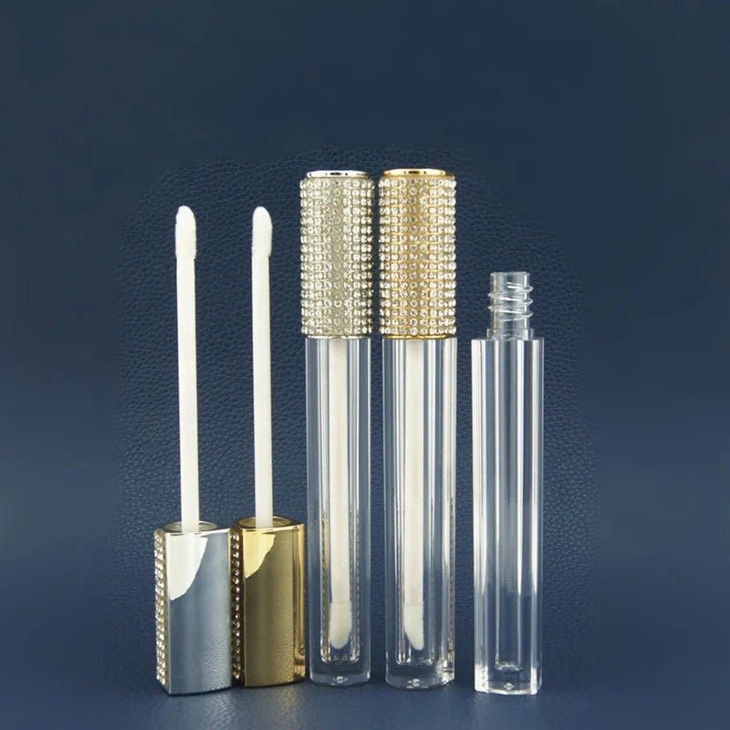 5ml Plastic Diamond Cap Screw Cap Lip Gloss Tube with Screen Printing for Liquid Lipstick and Rhinestone Cosmetic