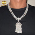 Hip Hop Style Rapper Jewelry High-end Iced Out 925 Silver Jesus Head Mens Moissanite Custom Pendant