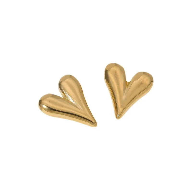 2026 Women Jewelry Wholesale Hypoallergenic Heart Shape 18K Gold-plated Stainless Steel Stud Earrings