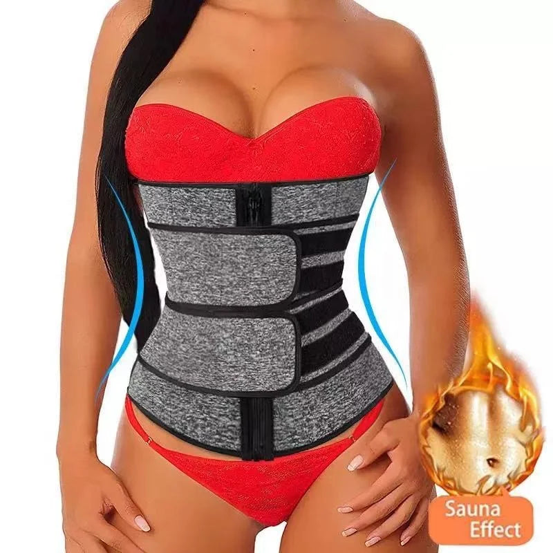 Sweat Tummy Tuck Fat Burning Slim Belts Corset Zipper Plus Size Neoprene Workout Waist Trainer for Lady