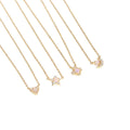 S925 Gilded Four-Leaf Clover Moon Star Flower Love Clavicle Delicate Tiny Gold Vermeil Teeny Dainty Opal Necklace for Mom