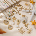 Ocean Style Stainless Steel Jewelry Set PVD Gold Colorful Natural Stones Conch Starfish Zircon Charm Clavicle Necklace for Women