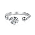 Dylam Best Selling Trendy 925 Sterling Silver Ring Round Diamond Cz Cubic Zirconia Adjustable Open Rings for Women