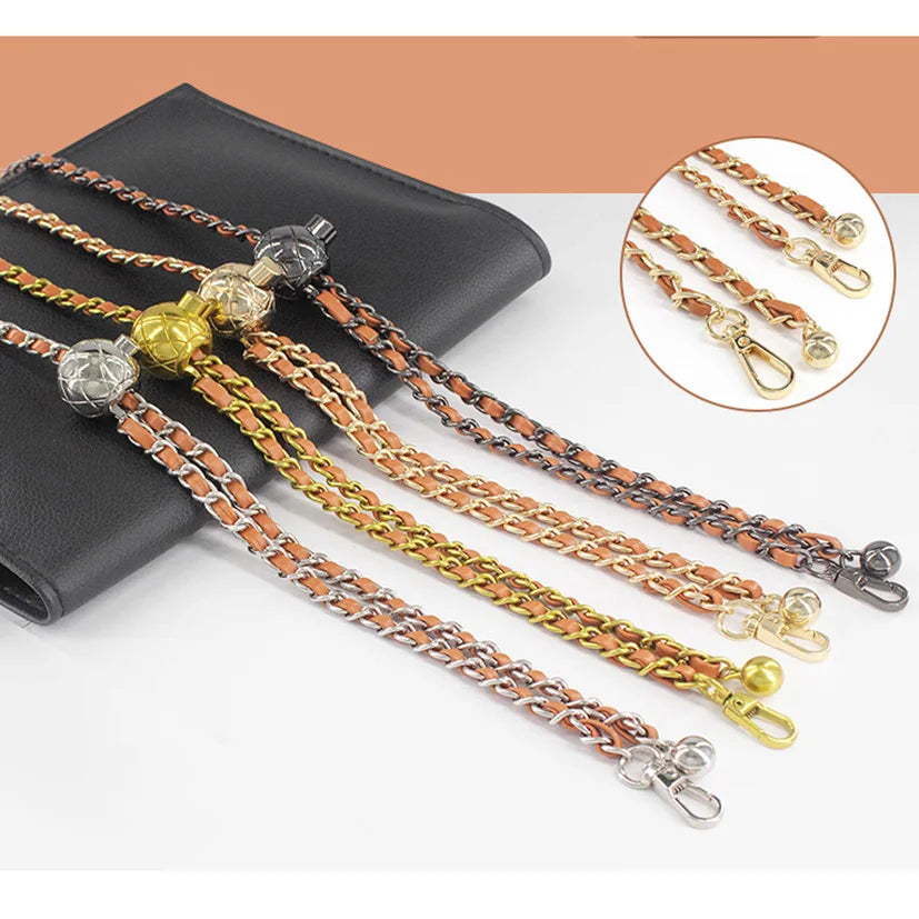 For AL310 120cm Metal & PU Leather Handbag Shoulder Strap Chain