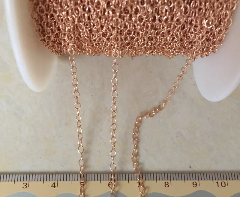 Wholesale 14K Rose Gold Filled Cable Chain Premium round O-Chain for Jewelry Making Elegant Rose Gold Finish