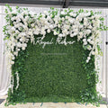 Q06-2 Home Wedding Decoration Green 3d Roll up Cloth Artificial Flower Wall Faux Tropical Plant Foliage Flower Wall Backdrop Pan