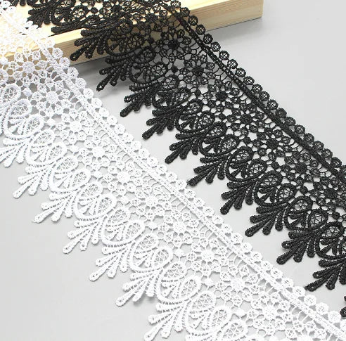 Wholesale Decorative Embroidery Wedding Trim Ribbon Lace Black White Embroidered Cotton