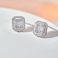 Jewelry Fashion 925 Sterling Silver Earrings Delicate Emerald Cut Moissanite Gemstone Stud Earring Set for Women