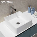 Modern Durable Rectangular Artificial Stone Solid Surface Bathroom Sink Popular Classic Countertop Resin Shower Feature