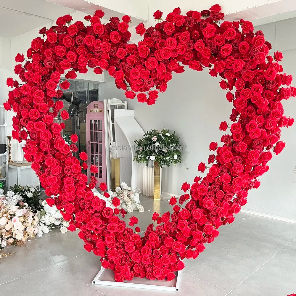 Red Heart Arch Flower Arch Heart Flower for Wedding Party Proposal Engagement Valentines Day