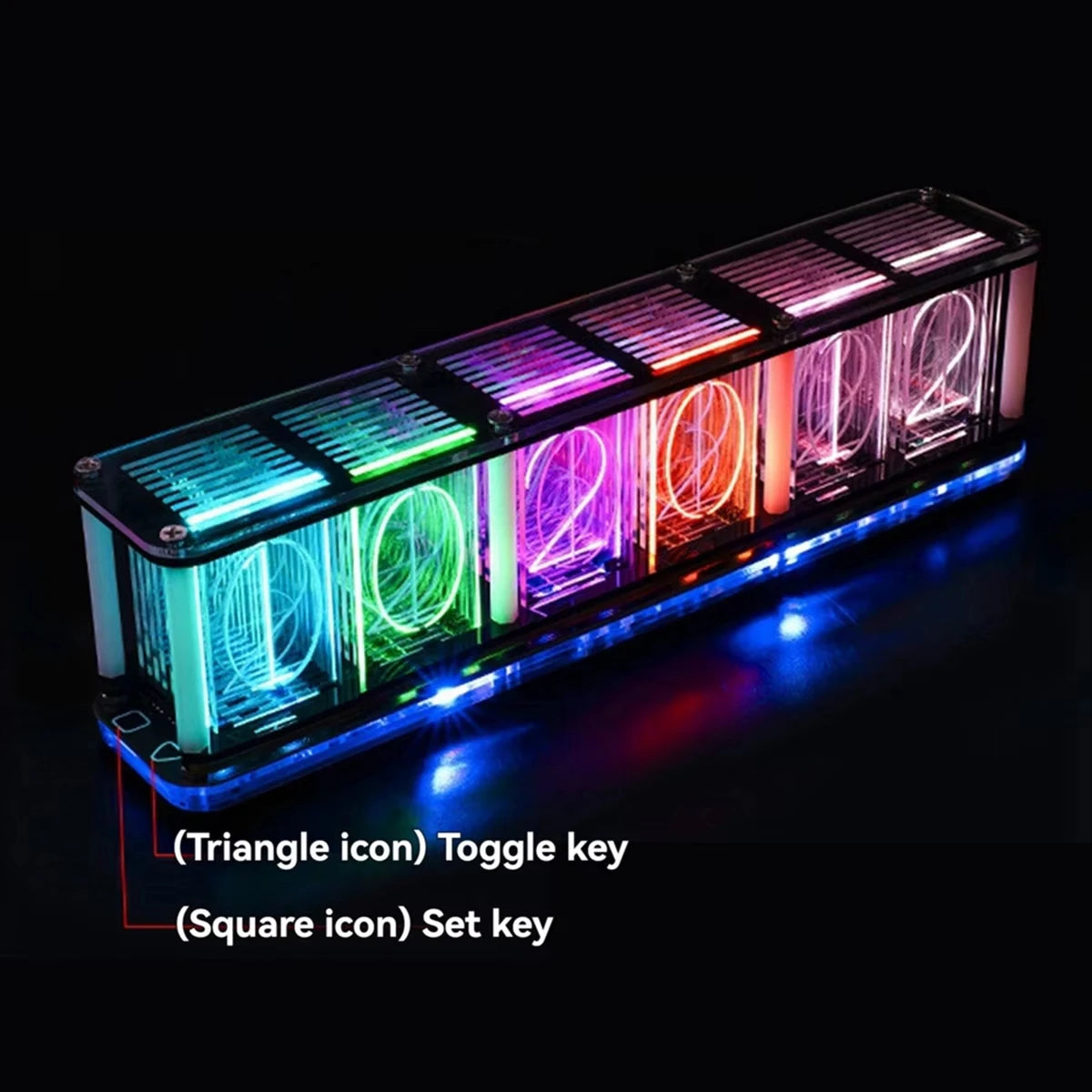 2021 New Smart Nixie Clock Creativity Led Table Clock RGB Simulation Imitate Glow Tube Digital Clock