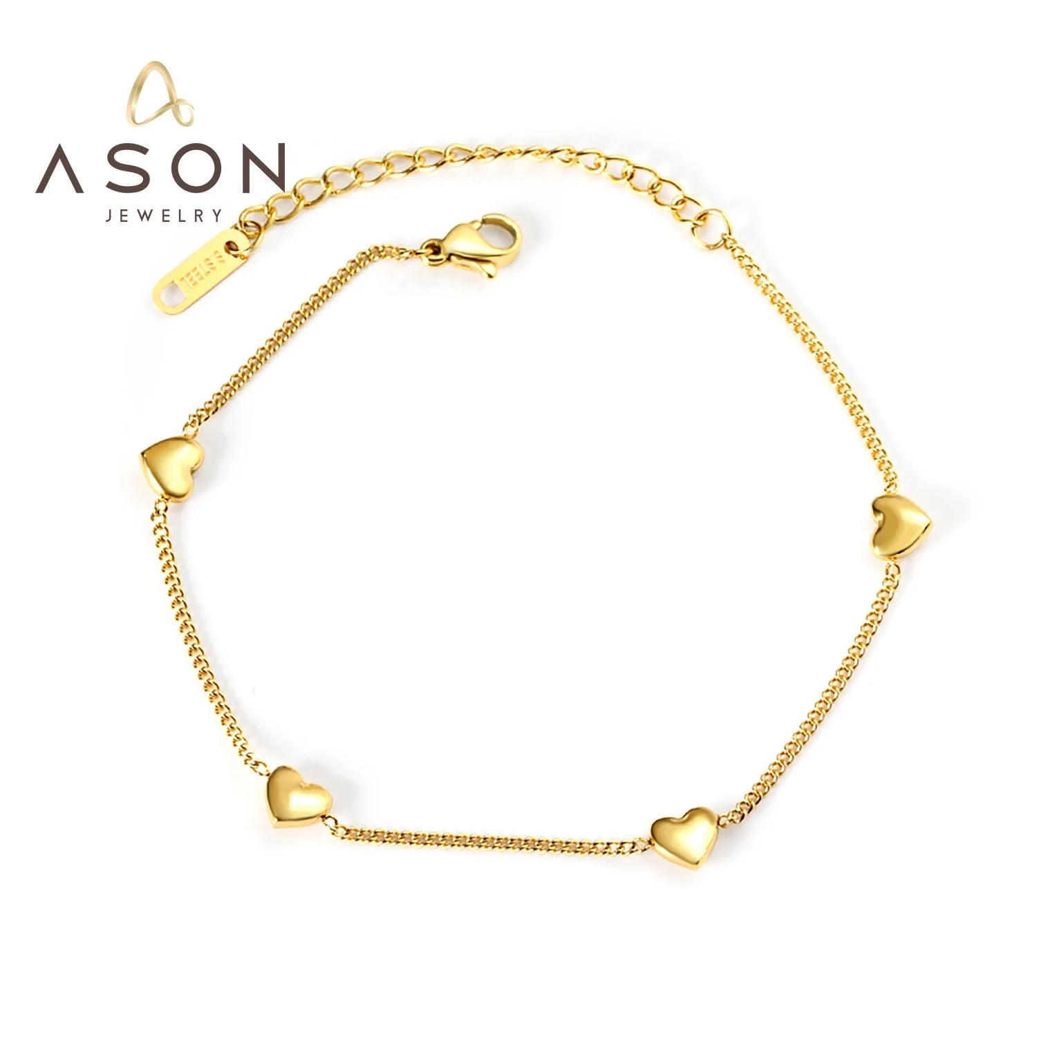 Ason Fashion Jewelry Stainless Steel 18K Gold Plated Heart love the Couple Bracelet Jewellery Designer Charms for Bracelets Bulk