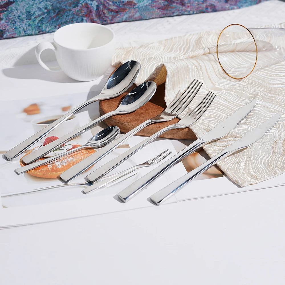 Restaurant Cheap Silver Flatware Set Dinner Spoons Forks and Knife Stainless Steel Cutlery