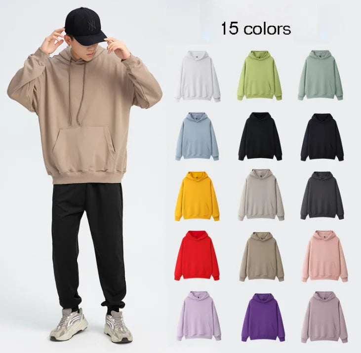 Men Cotton Spandex Factory Price Unisex Casual Hoodies Solid Plain Blank Black White Pullover Men's Hoodies & Sweatshirts