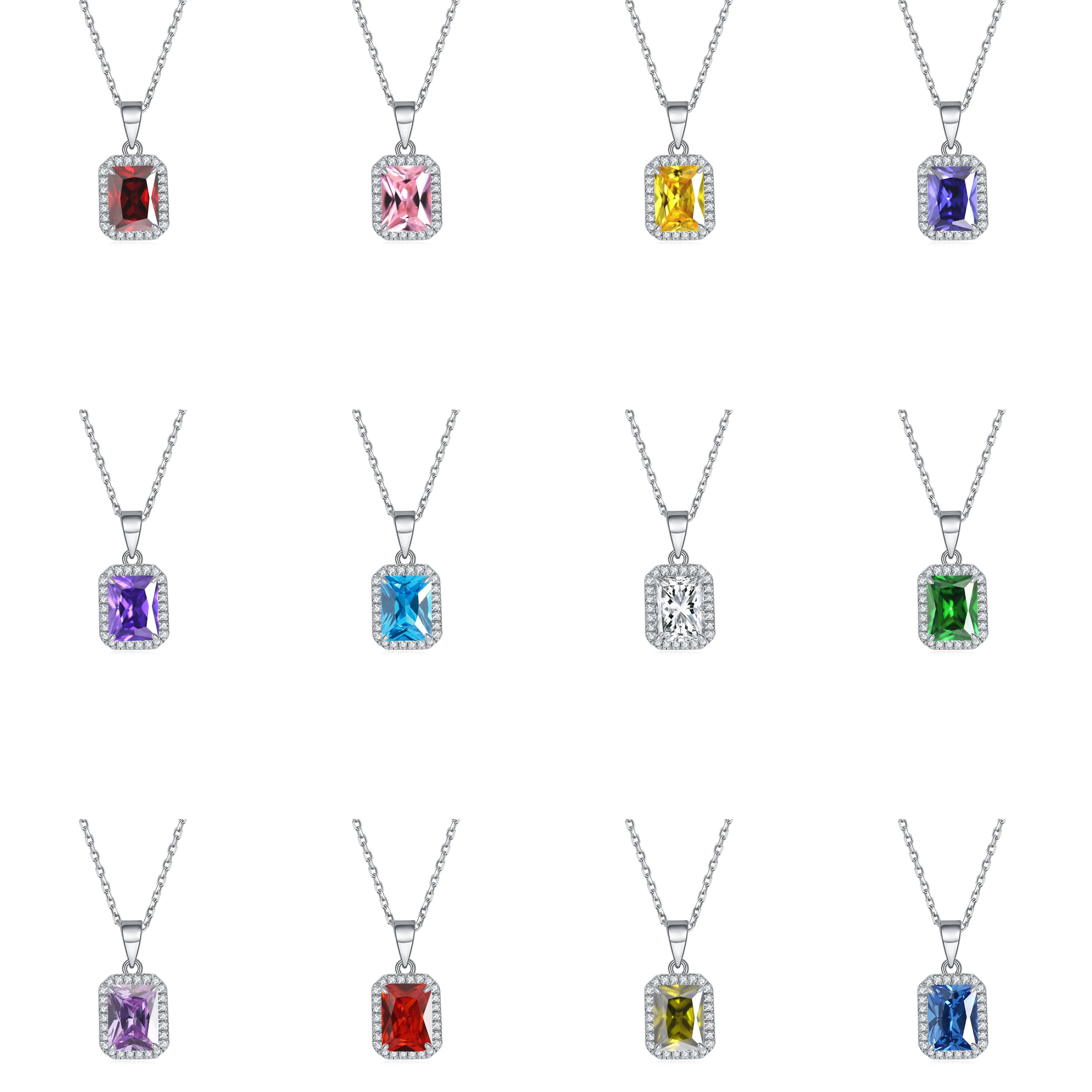 Best-Selling Colored Gemstone Necklace 925 Sterling Silver Zodiac Birthstone Necklace