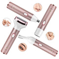 Cordless Portable 4 in 1 Painless Shaver for Face Leg Brows Nose Detachable Bikini Trimmer Electric Razor for Women