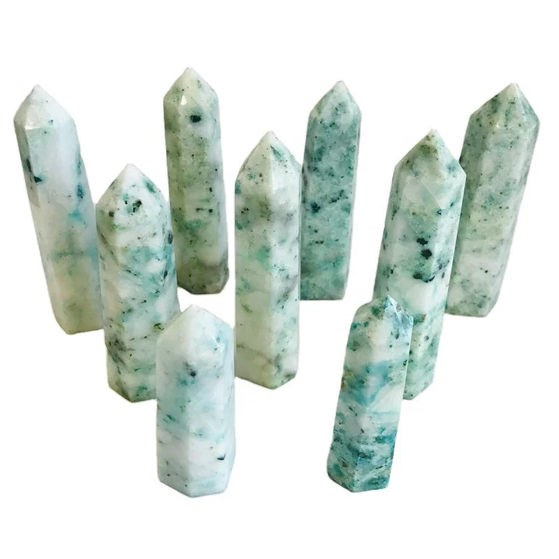 Wholesale Natural Green Quartz Crystal Fynchenite Crystal Wand Point Phoenix Stone Points