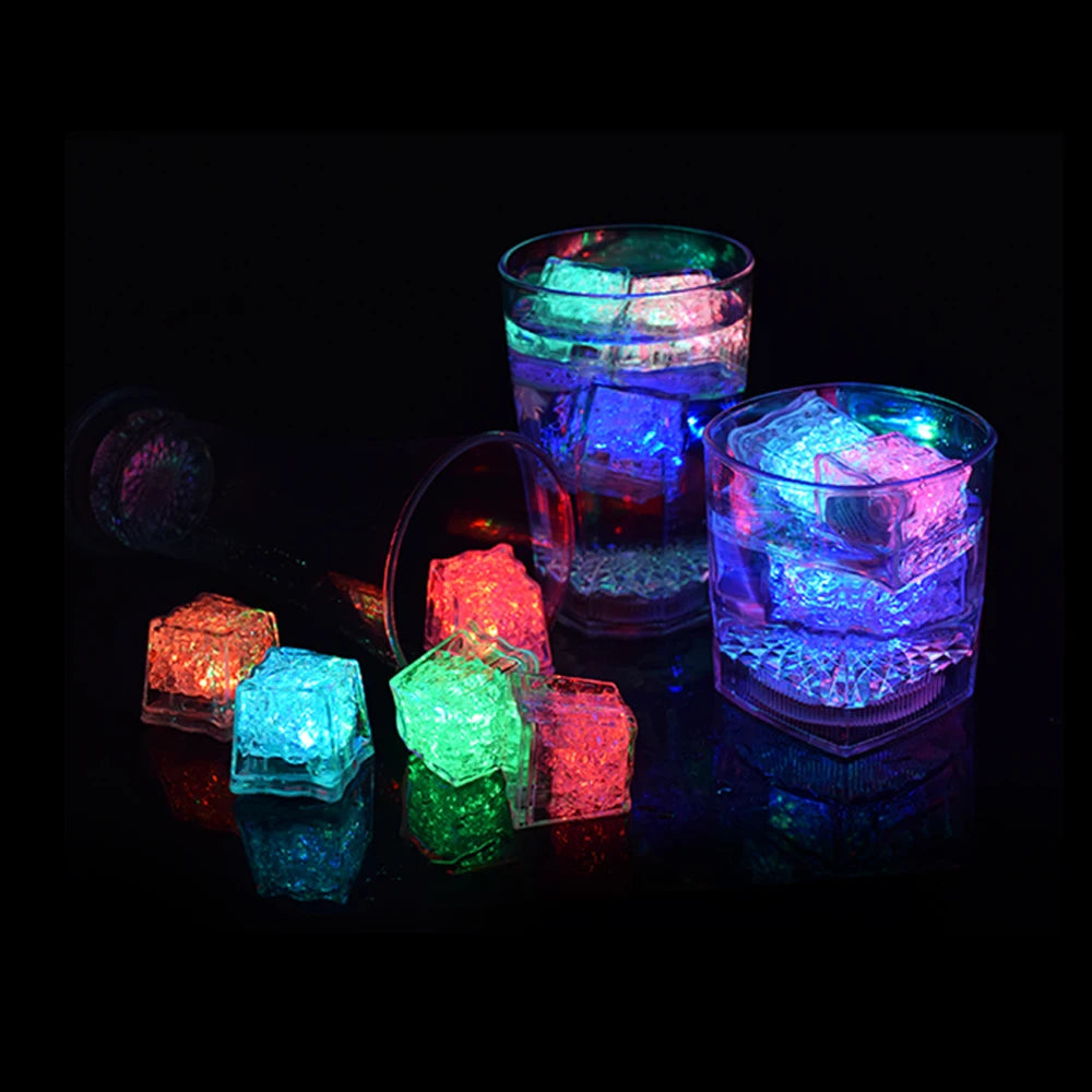 Battery-Powered Waterproof Reusable Square Ice Cube with 1 RGB LED 16 Functions Push-Button Switch-Thanksgiving & New Arrival