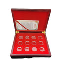 12 Coins  Wooden Case Display Coins Boxes Organizer Container Storage Holders Anniversary 25mm Collection Round Capsule