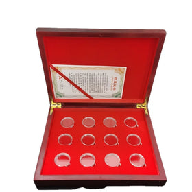 12 Coins Wooden Case Display Coins Boxes Organizer Container Storage Holders Anniversary 25mm Collection Round Capsule