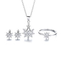 Yaeno 925 Silver Flower Jewelry Set Necklace and Earring Jewelry Set