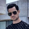 Custom Logo Fashion Men Women Double Bridges Pilot Sunglasses Polarized Square Driving Sunglasses Men Women