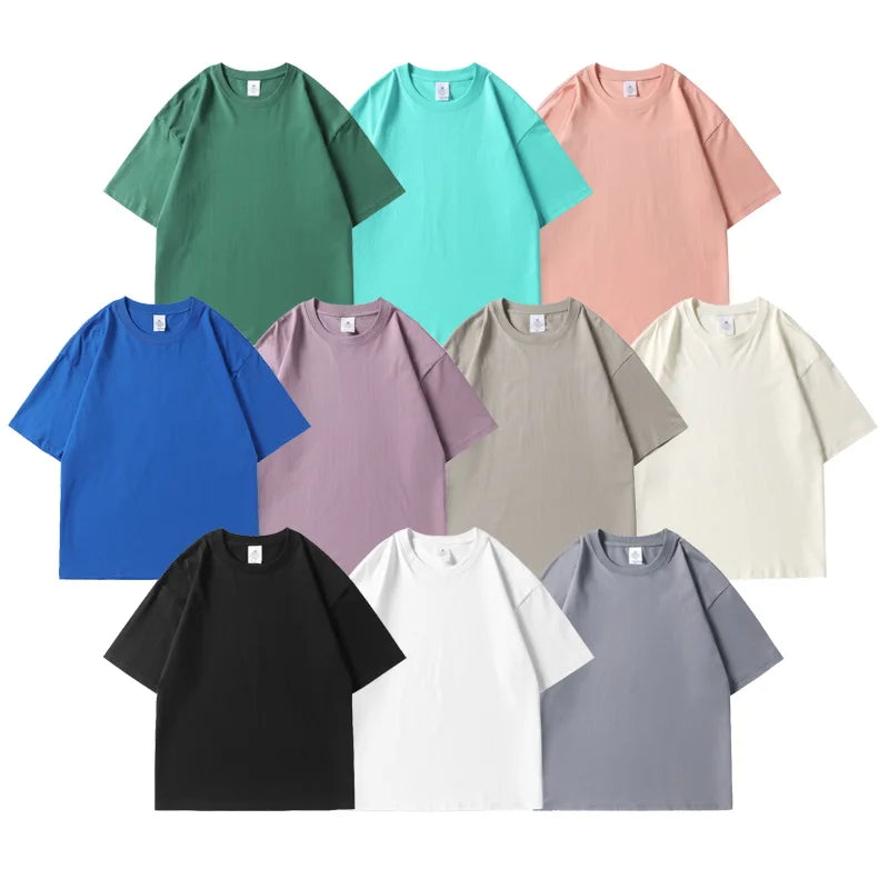 Custom Brand Printed logo Graphic Loose Fit Tall Big Men's T-shirt  Cotton Heavyweight Pocket Round Neck Tie-dye T-shirt