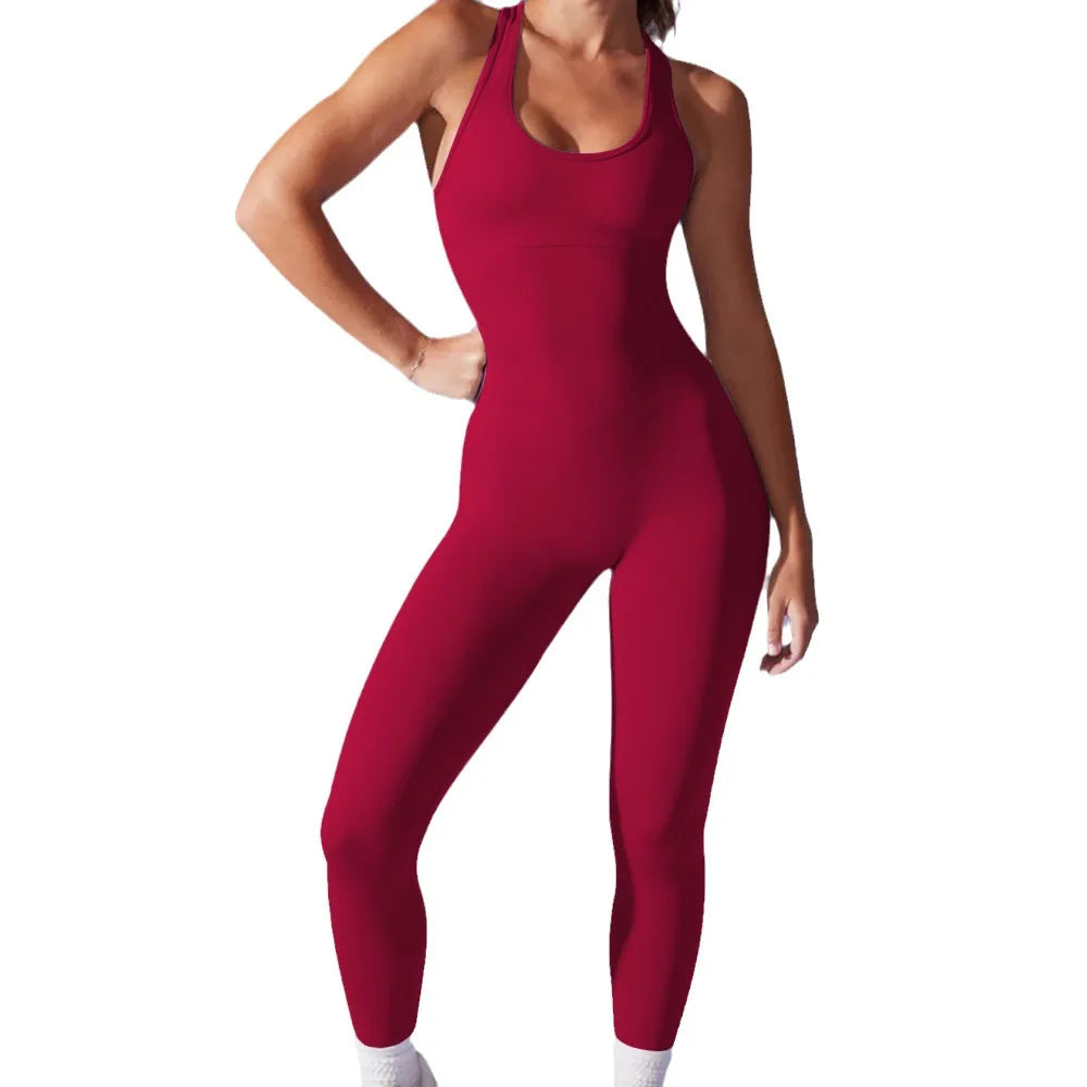 Seamless One-Piece Woman Yoga Jumpsuit Tummy Control Dance Exercise Stretch Bodysuit Breathable Pattern for Adults