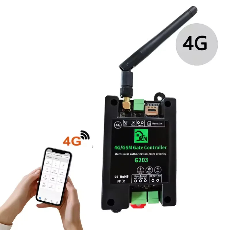 LTE 4G Communication G203 Relay Switch Remote Access Controller Wifi GSM Gate Opener Relay Switch by Free Phone Call and Sms
