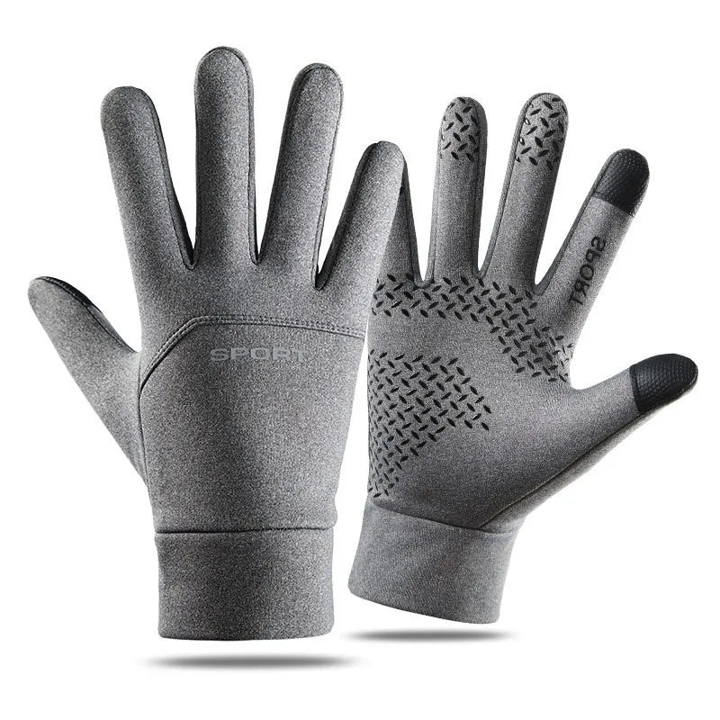 OEM Custom Full Finger Waterproof Anti Slip Silicone Gel Winter Thermal Warm Fleece Lining Running Bike Cycling Gloves
