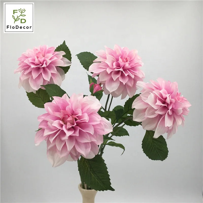 New Design Artificial Silk Fabric Dahlia Flowers for Wedding Arrangement Table Centerpiece