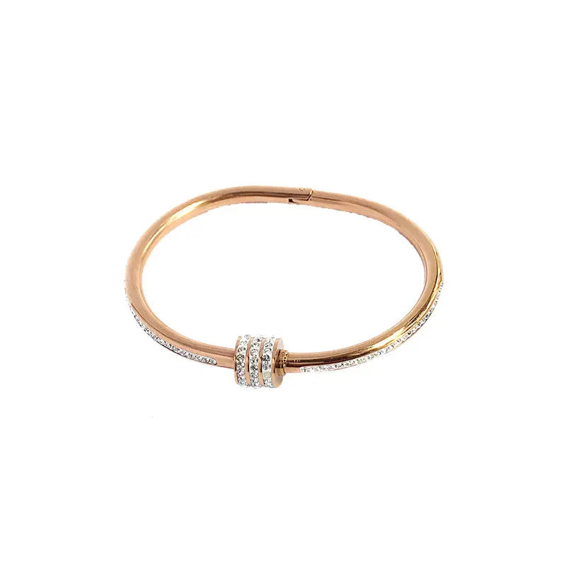 Hot Selling Titanium Steel Bracelet Women Rose Gold Diamond Fashion Simple Creative Bracelet Women