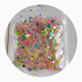 Clear Iridescent Heart Glitter for Resin Embellishment Nail Art Slime Topping