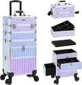 4 in 1 Rolling Makeup Case with Drawers Multi-functional Cosmetic Trolley Case