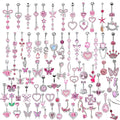100 Types Pink CZ Stainless Steel Children's Wedding Trendy Butterfly Design Belly Ring Unisex Navel Piercing Wholesale