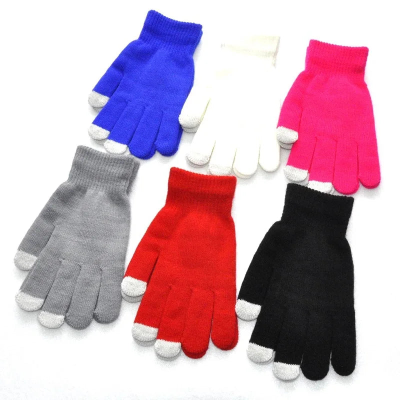 New Women's Winter Warm Knitted Full Finger Mittens Winter Glove Men's Touch Screen Glove Custom Logo