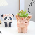 Cartoon Animal Succulent Ceramic Flowerpot Table Decoration Garden Country Style Chrome Plated Horticultural Micro-landscape