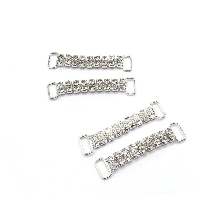 2 Rows Silver Bikini Connectors Buckle Connector Crystal clear Bikini Swimwear Connector