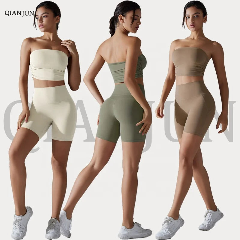 2024 New Solid Fitness Yoga Sport Wear Women Yoga Bra Shorts Sets High  Lightweight Yoga Set