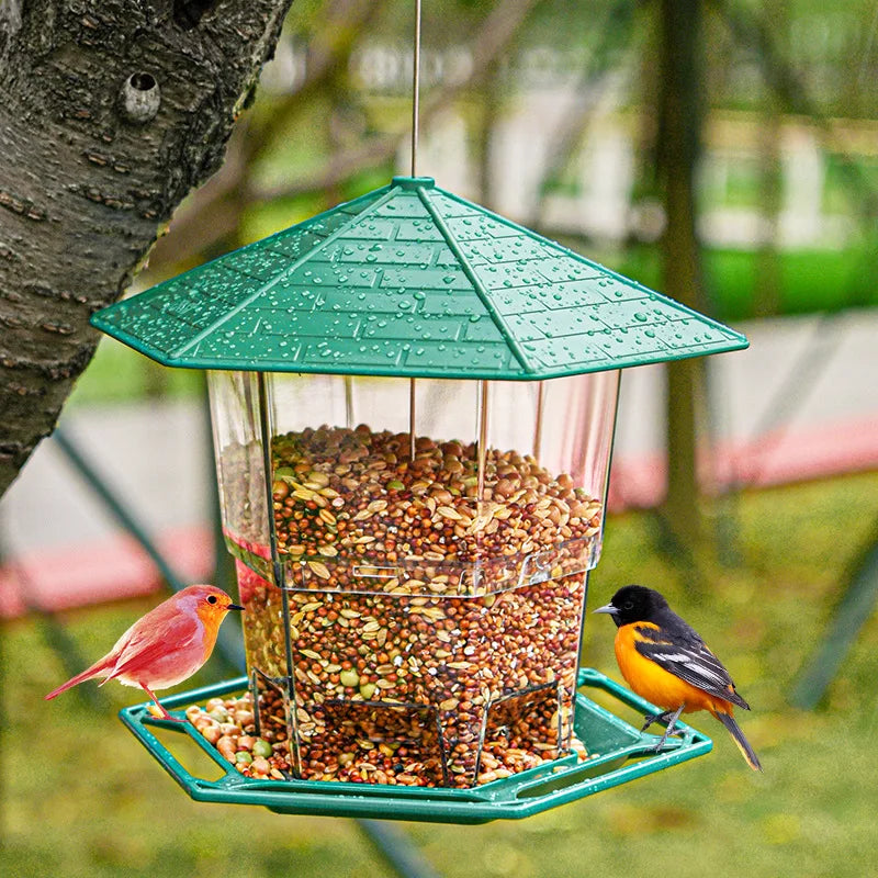 Durable Outdoor Hanging Bird Feeder Eco-Friendly Foldable Garden Bird Cage Sunscreen Antifreeze Bowl Solid Pattern Made Pets