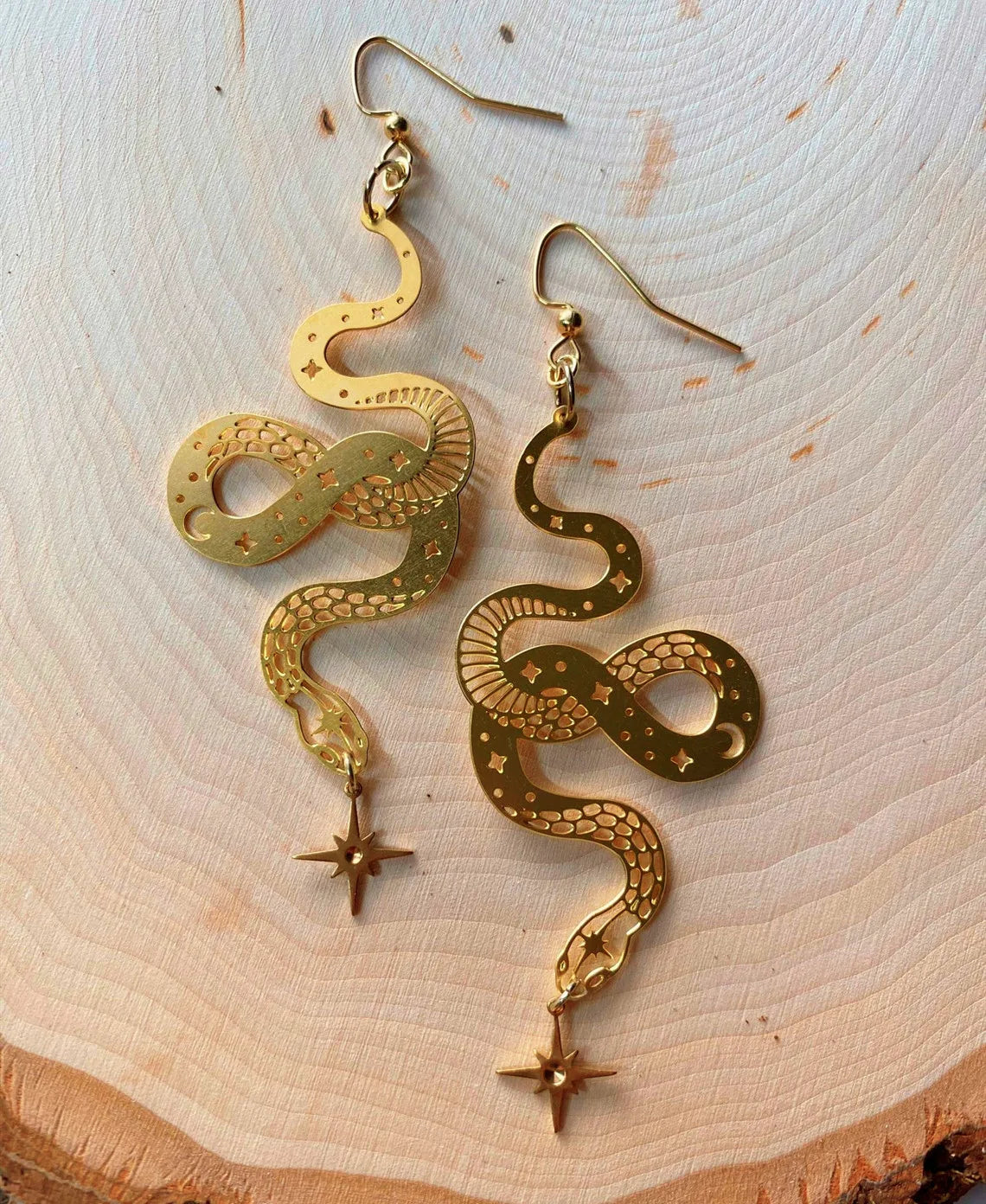 Vintage Snake Bohemia Style Earring Alloy Gold Sun Star  Earrings Neck Cute  Earrings Jewelry