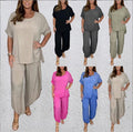 2024 European and American Women's Fashion Casual Loose Large Size Short Sleeve Set