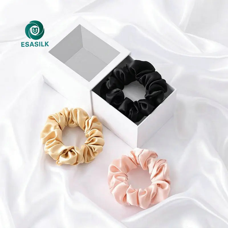 100% Mulberry Silk Thin Scrunchies-OEKO-TEX Certified 6cm Fashion Hair Ties & Accessories