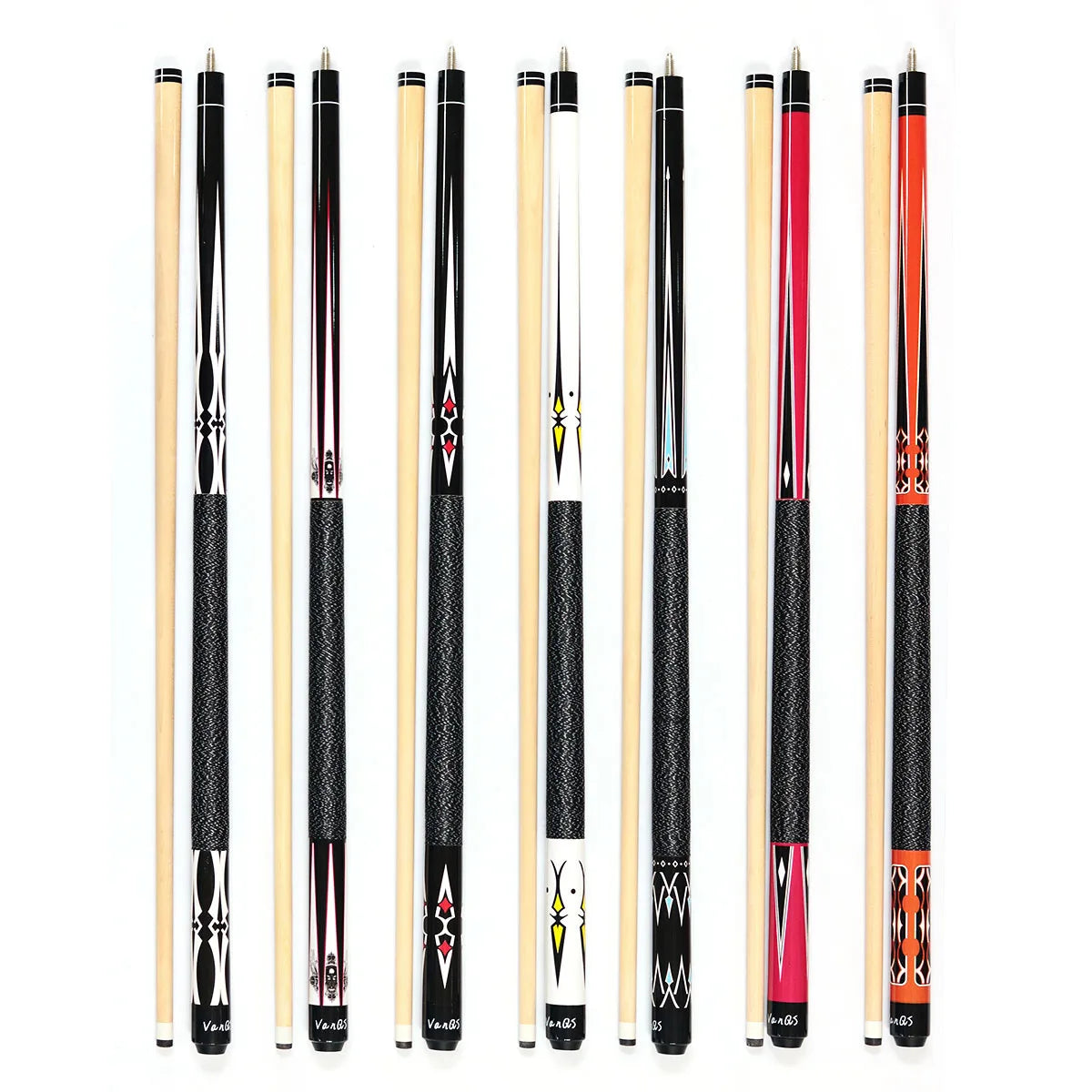 Hot Selling VanQS Maple Wood Shaft Nylon Wire Grip Butt Billiard Pool Cue Stick