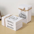Simple Rustic Style Three-Piece Set Rectangle White Hemp Rope Book Ornaments Wood Simulation Book for Country Cottage Coffee