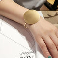 RisingMoon Gold Plated Bracelets Silver Statement Jewelry Large Round Bangle for Women Adjustable